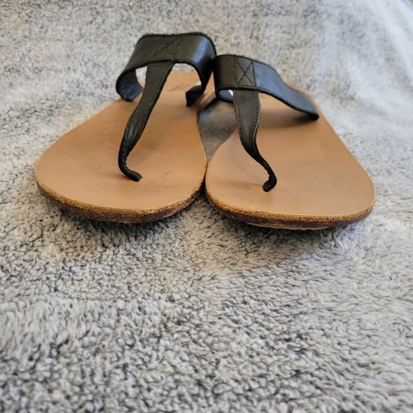 Sorel Lake Slide Womens Size 8.5 Black Leather Thong Sandal Flip Flops 16330 - Picture 3 of 9